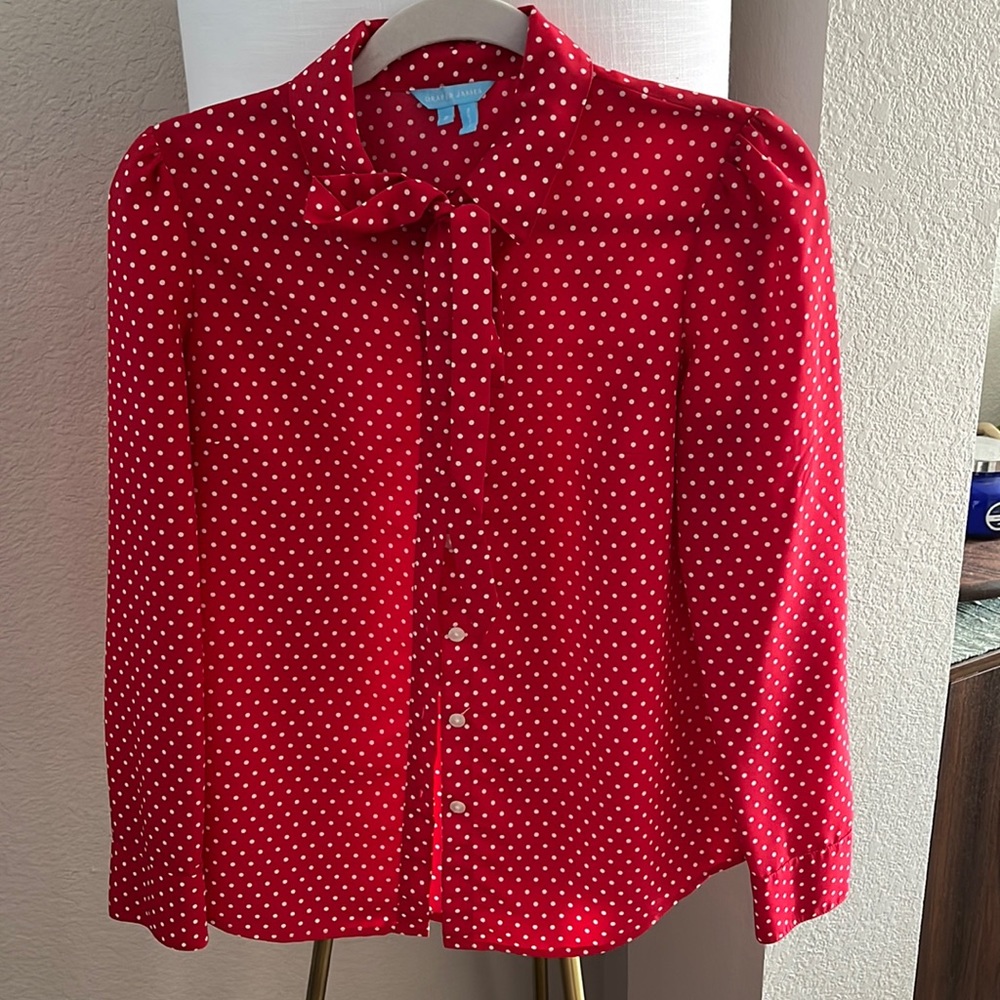 Draper James polka dot blouse